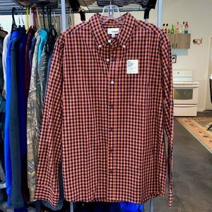 Sonoma Orange and Black Plaid Button-Down Shirt